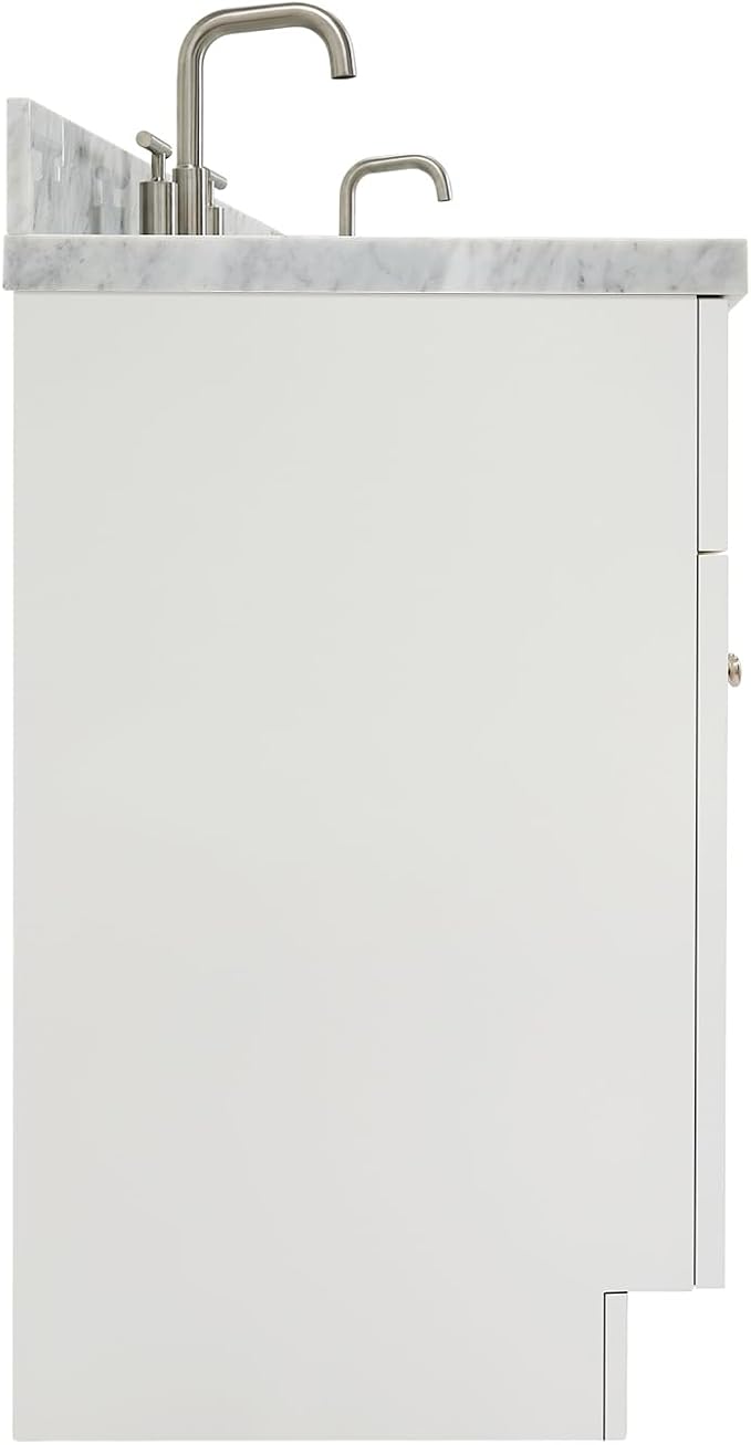 ARIEL Hamlet 67" White Double Vanity, 1.5" Edge Italian Carrara Marble - Image 7
