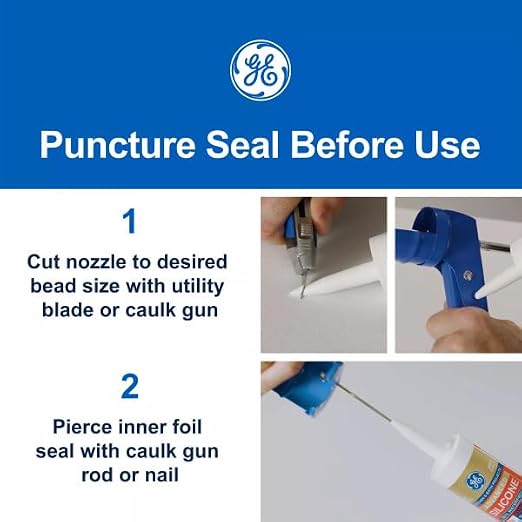 GE Advanced Silicone Caulk for Kitchen & Bathroom, 10 fl oz Cartridge, 1 Pack - Image 5
