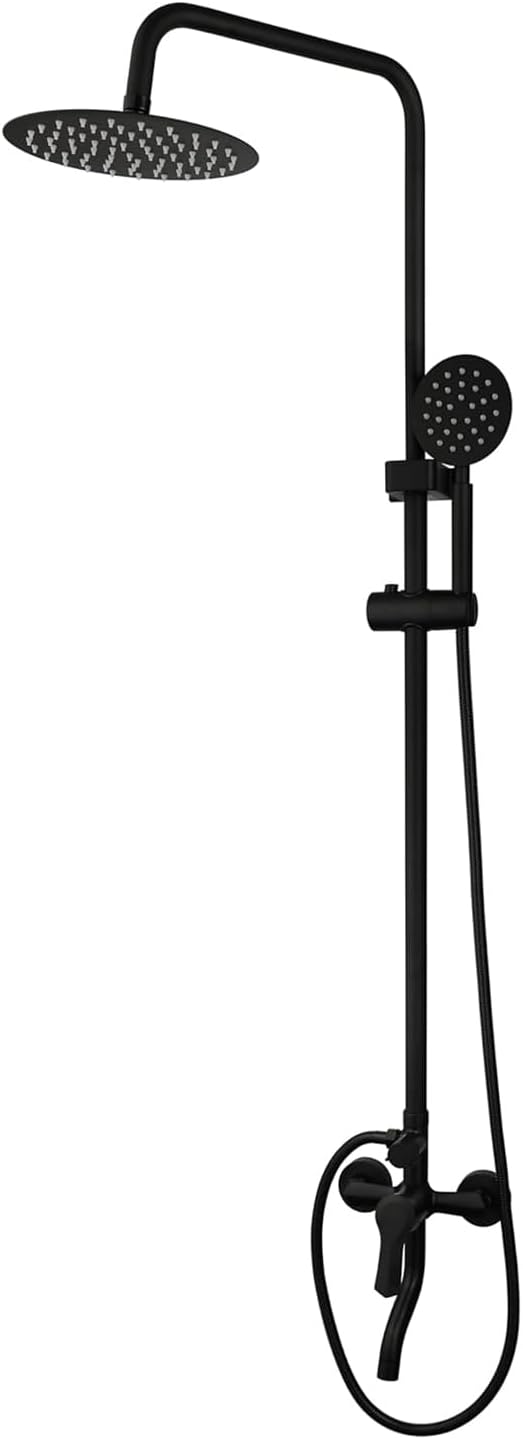 Exposed Shower System 8 Inch Rainfall Shower Head Matte Black Outdoor Shower - Image 6