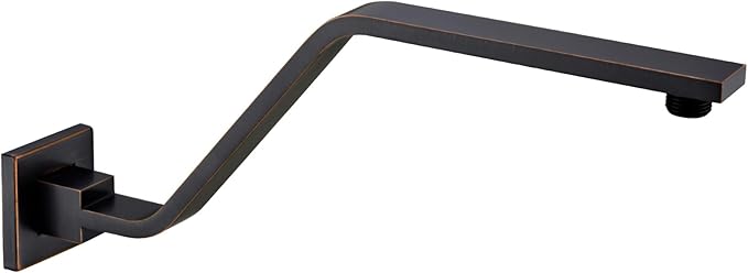 16 Inch S Shape Oil Rubbed Bronze Shower Head Arm, Square Wall Mounted Shower by BESTILL