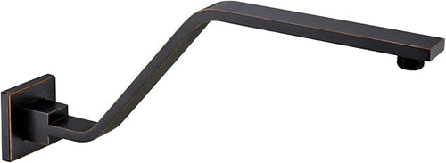 16 Inch S Shape Oil Rubbed Bronze Shower Head Arm, Square Wall Mounted Shower by BESTILL