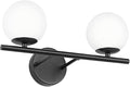 New Bathroom 2 Vanity Light Fixtures Brushed Black Milk White Globe Glass Shade by Enjoyyourhealthylife
