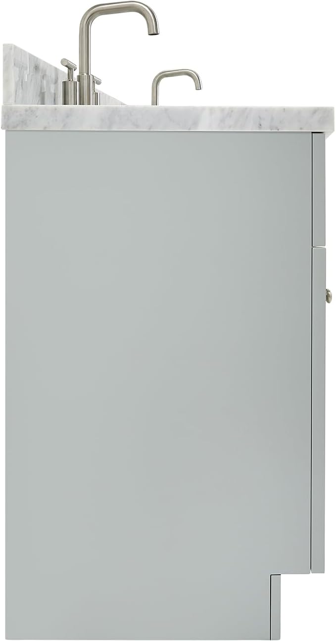 ARIEL Hamlet 67" Grey Double Bathroom Vanity, 1.5" Edge Italian Carrara Marble - Image 9