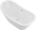 Logmey 59 Inch Freestanding Bathtub White Acrylic Oval Shape Soaking Tub by Logmey