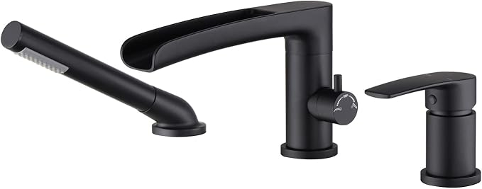 Waterfall Roman Tub Faucet Black Deck Mount Bathtub Faucets Brass Tub Filler by wowkksanitaryware