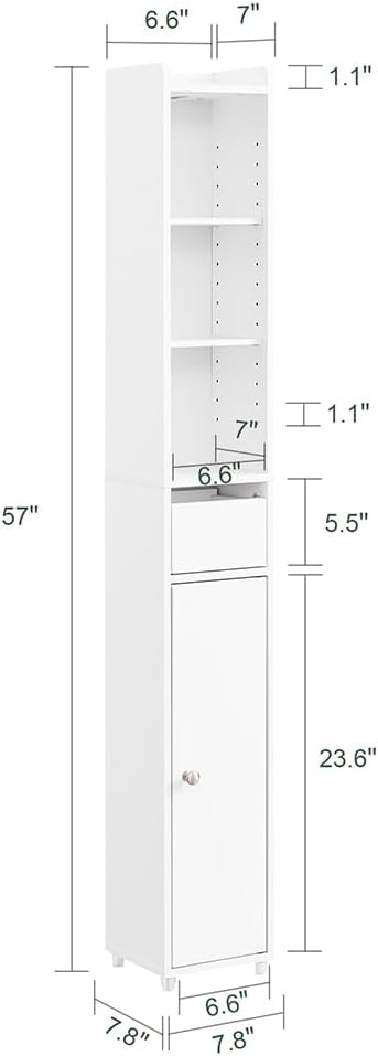 SoBuy Narrow Bathroom Storage Cabinet, Tall Slim Bathroom Organizer Cabinet - Image 3