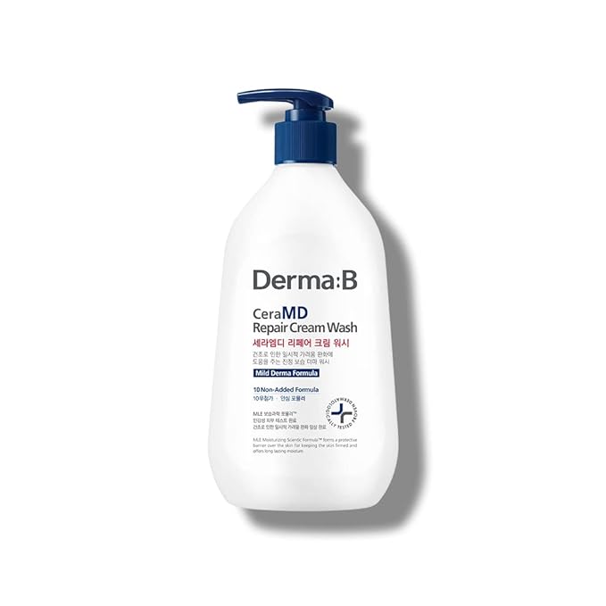 Derma B CeraMD Repair Cream Wash, Unscented Fragrance Free Creamy Face & Body by DermaB