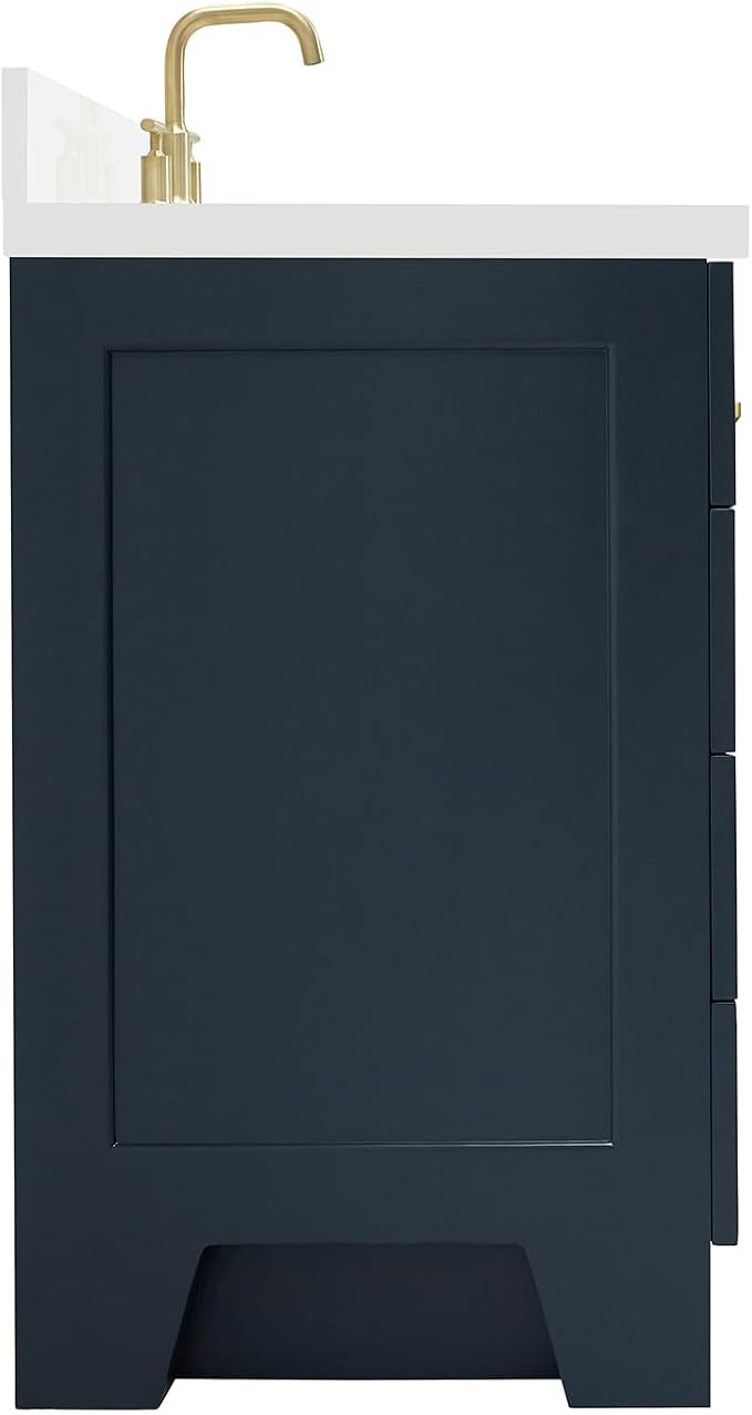 ARIEL Taylor 67" Midnight Blue Bathroom Vanity, 1.5" Edge Pure White Quartz - Image 8
