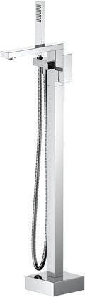 KIBI Cube Chrome Finish Freestanding Bathtub Faucet ‑ Floor‑Mounted Brass Tub by KIBI
