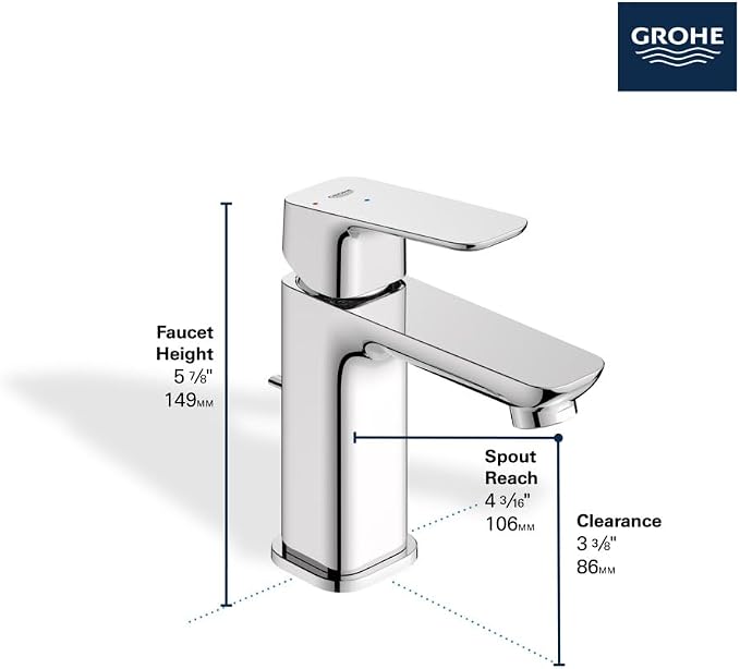 Grohe 1053490000 Cubeo Single Hole Single Handle S-Size Bathroom Faucet - Image 4