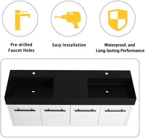 60” Wall Mounted Bathroom Vanity, Bathroom Cabinet - Image 7