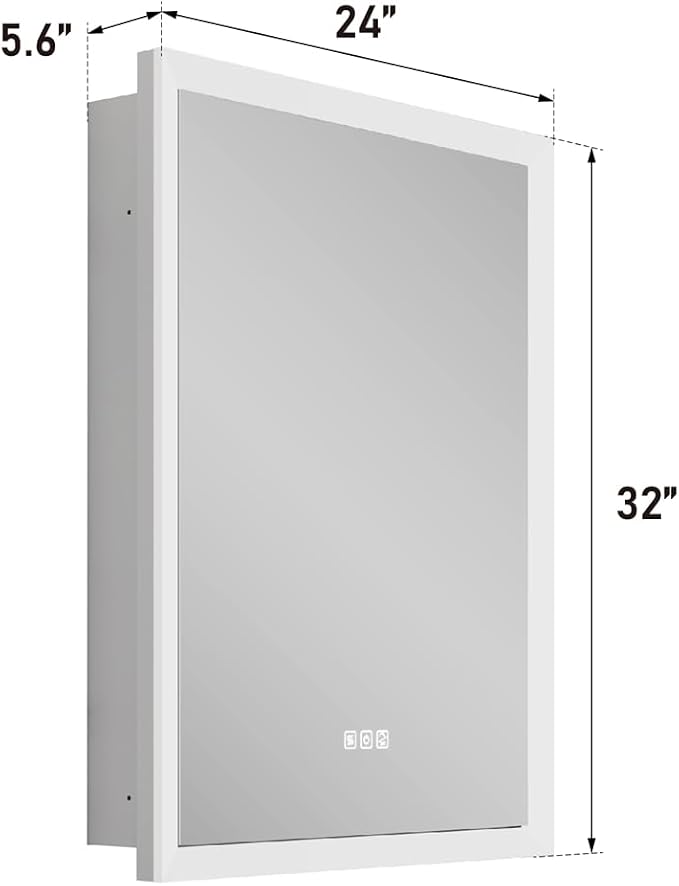 WELLFOR 24 x 32 Inch LED Medicine Cabinet - Image 2