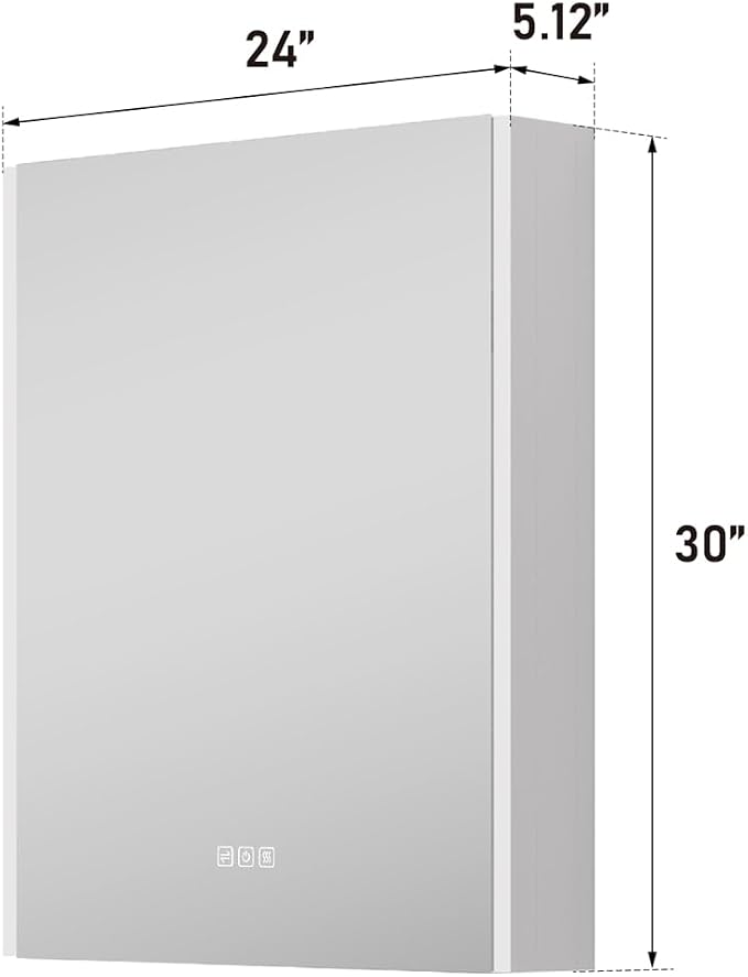 WELLFOR 24" x 30" LED Mirrored Bathroom Cabinet, Mirror Medicine Cabinet - Image 2