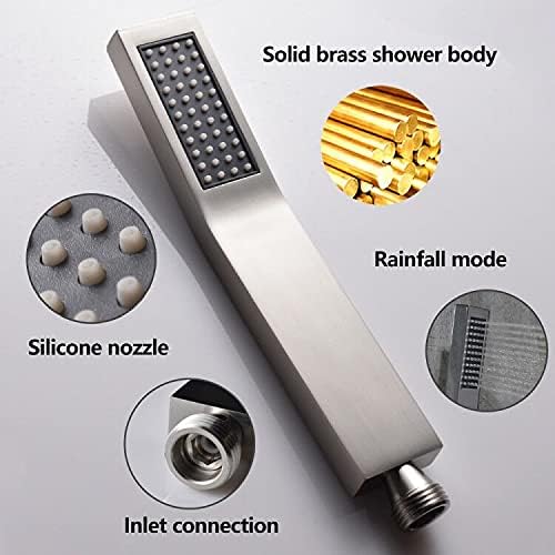 Brushed Nickel Solid Brass Shower Wand High Pressure Handheld Shower Head - Image 2