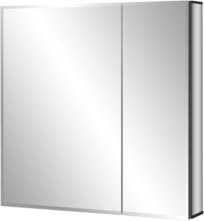 Fundin Black Aluminum Medicine Cabinet 24 x 24 Inch Recessed or Surface Mount - Image 6