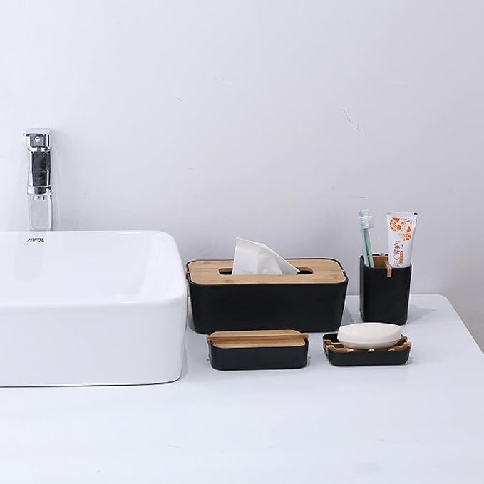 2 Pack Bamboo Soap Dish, Self-Draining Hand Soap Box, Wooden Bamboo Bar Soap - Image 2