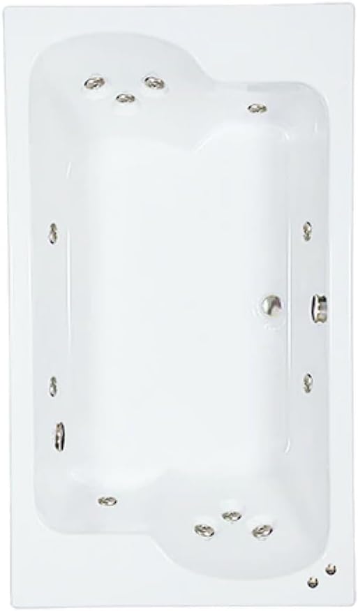 72 in. x 43 in. Acrylic Rectangular Drop-In Whirlpool Bathtub - Image 2