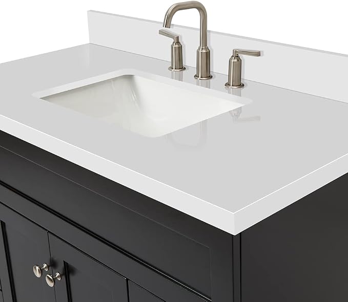 ARIEL Hamlet 43 Inch Single Sink Bathroom Vanity in Black, 1.5" Edge Quartz Top - Image 6