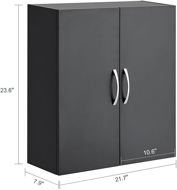 SoBuy Black Bathroom Wall Cabinet, Over The Toilet Storage Cabinet, Small Wall - Image 2