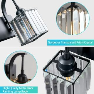 5-Light Crystal Vanity Light, Modern Black Bathroom Wall Sconce - Image 5