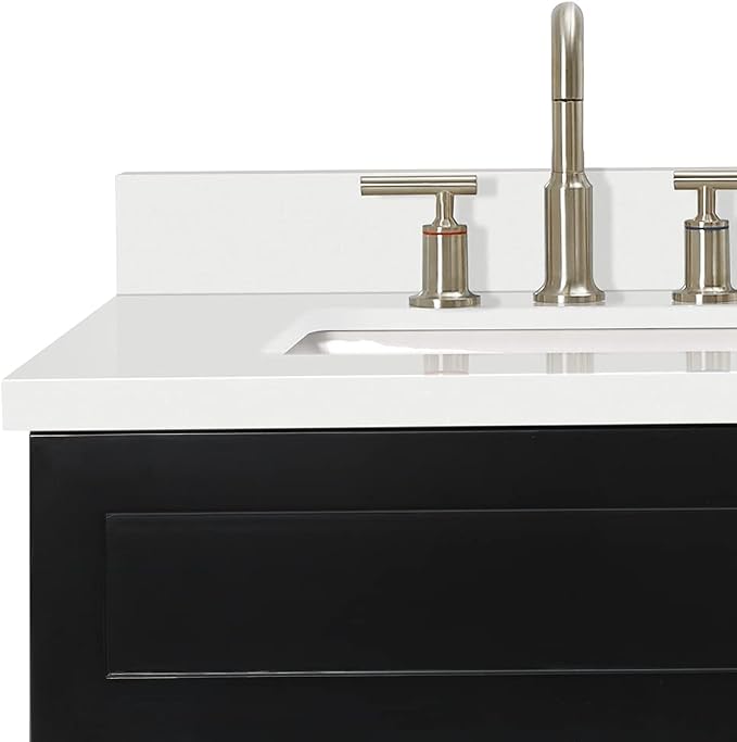 ARIEL 73" Black Double Bathroom Vanity, 1.5" Inch Thick Edge Pure White Quartz - Image 5