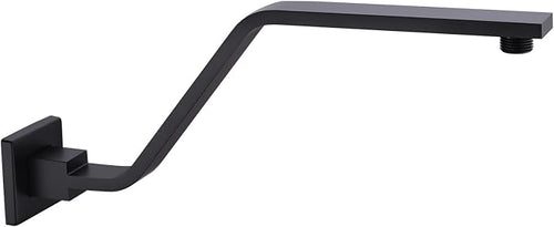 16 Inch S Shape Matte Black Shower Head Arm, Square Wall Mounted Shower Arm and by BESTILL
