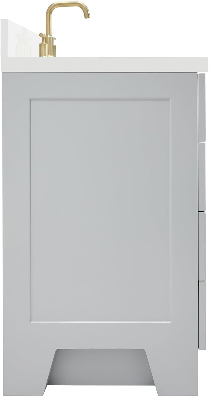 ARIEL Taylor 67" Grey Bathroom Vanity, 1.5" Edge Pure White Quartz Countertop & - Image 9