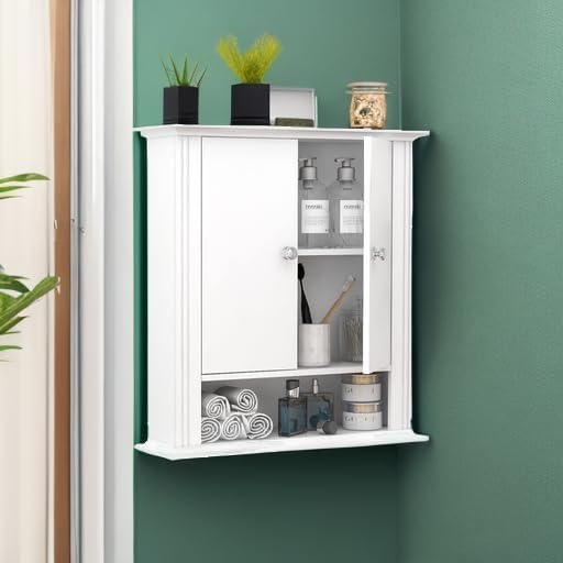 White Wall Cabinet, Over The Toilet Storage Cabinet, Bathroom Cabinet Wall Mount - Image 5