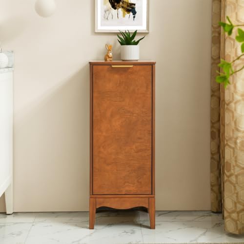 Bathroom Floor Cabinet with Adjustable Shelves, 35.7 Inch Vintage Style Linen - Image 3