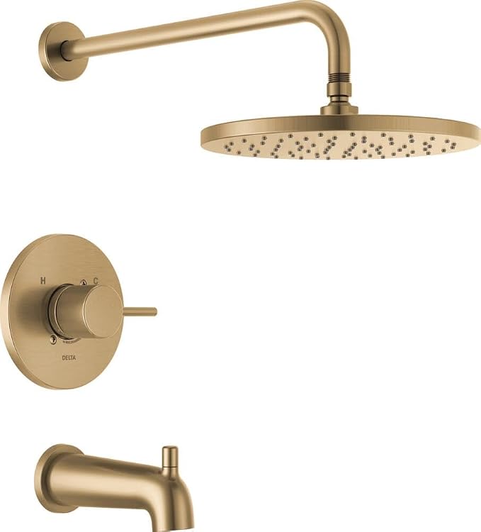 Delta Faucet Modern Raincan Round Single-Function Tub and Shower Trim Kit Gold by DeltaFaucet