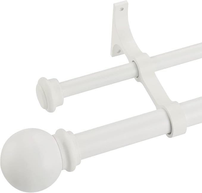 Double Curtain Rod 48 to 84 inch, Adjustable 1 inch Double Drapery Rod Rods - Image 7