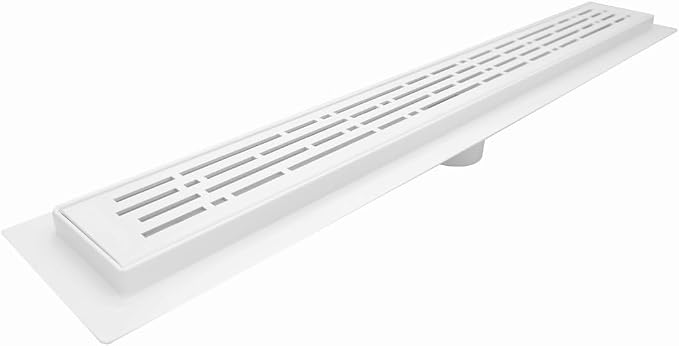 SereneDrains 304 Stainless Steel Matte White Shower Drain Kit 24 Inch Linear by SereneDrains