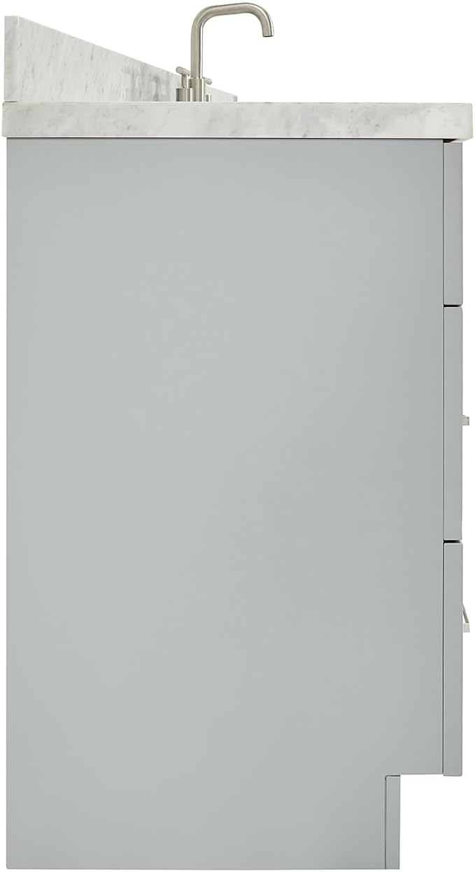 ARIEL Hamlet 67" Grey Bathroom Vanity, 1.5" Edge Italian Carrara Marble - Image 9