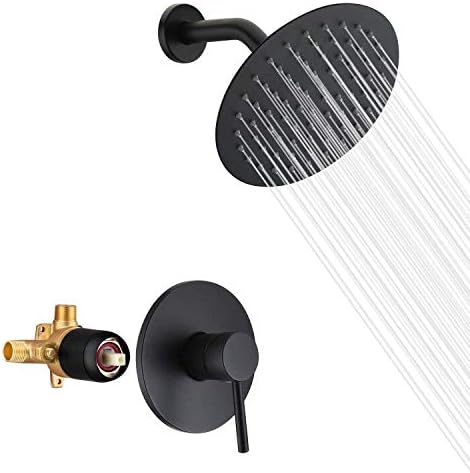sumerain Matte Black Shower Faucet Set Pressure Balance Cartridge, 8 Inches by SUMERAINFAUCETS