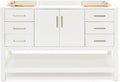 ARIEL 54" White Bathroom Vanity Base Cabinet, Center Rectangular Sink, 2 Soft by Ariel