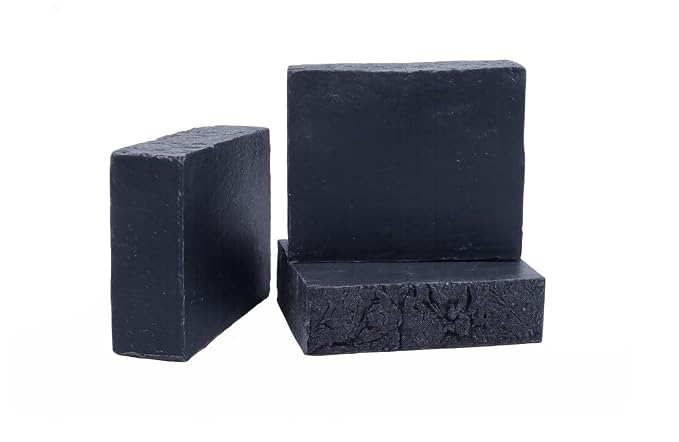 3 Pk Activated Charcoal Organic Soap Bars, Handmade in USA, Natural & Cruelty by Leafen
