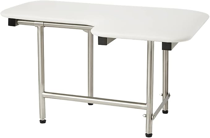 28" x 22.5" White Padded Wall Mount Folding Left-Handed Transfer Bench Shower by Seachrome