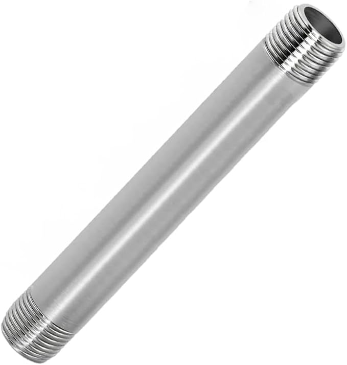 304 Stainless Steel Nipple Pipe Fitting 3/8" NPT X 3/8" NPT Male Thread Cast - Image 2