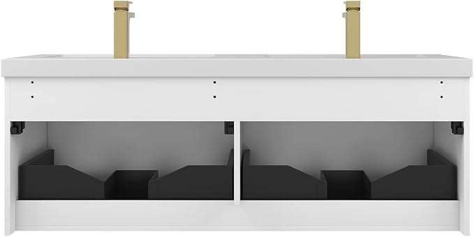 Blossom 60 Inch Double Sink Bathroom Vanity, All Wood Wall Mounted Floating - Image 8