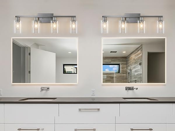 4 Light Bathroom Light Fixtures, Brushed Nickel Modern Bathroom Vanity Light - Image 6