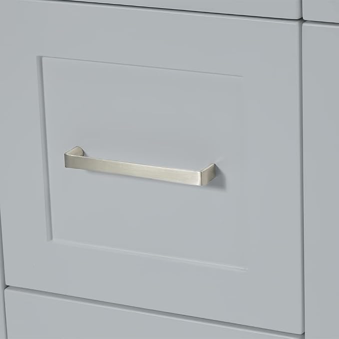 ARIEL 73" Grey Double Vanity 1.5" Edge Pure White Quartz Countertop & Splash - Image 8