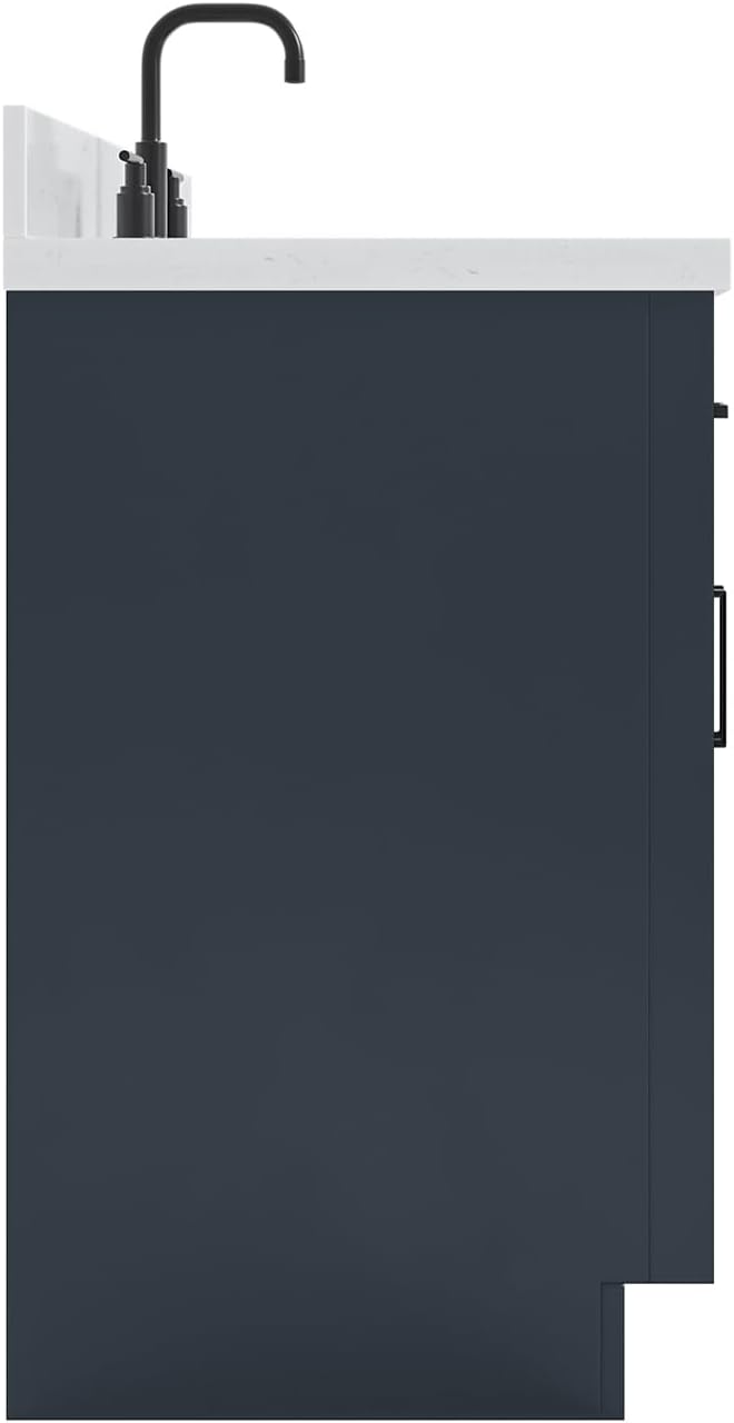 ARIEL 60" Midnight Blue Bathroom Vanity, 1.5" Edge Carrara White Quartz - Image 9