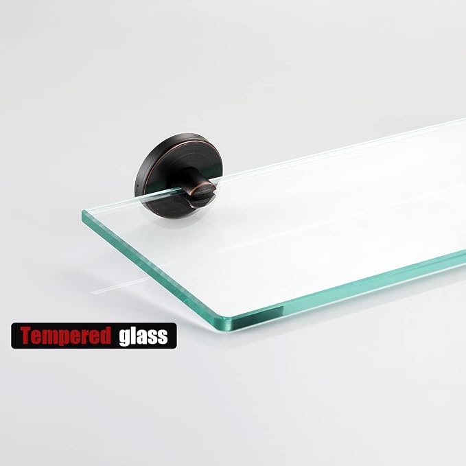 JQK Bathroom Glass Shelf Oil Rubbed Bronze, Tempered Glass Shower Storage 30 by - Image 7