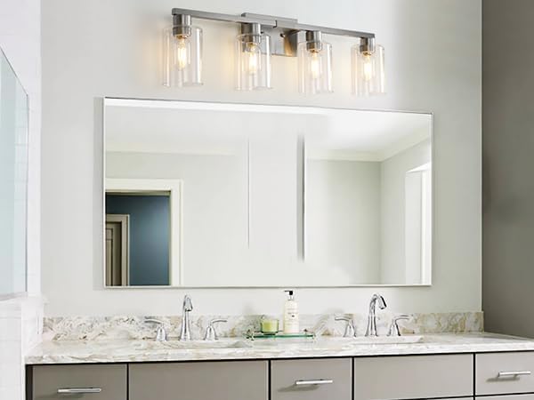 4 Light Bathroom Light Fixtures, Brushed Nickel Modern Bathroom Vanity Light - Image 7