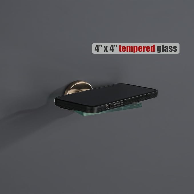 JQK Small Floating Glass Shelves Champagne Bronze, 4 Inch Display Ledges - Image 5