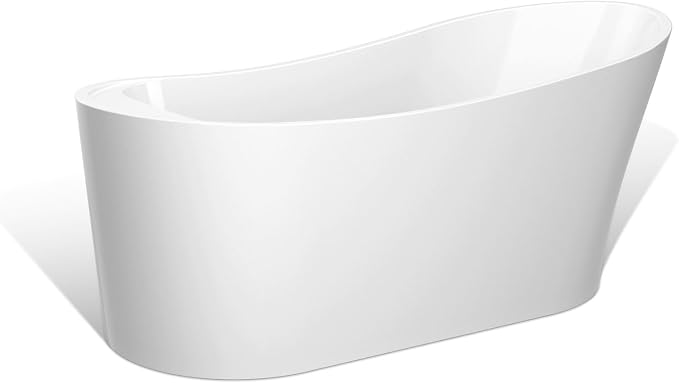 Empava 67 Inch Freestanding Bathtub, Luxury Acrylic Soaking Tub, Modern Stand by Empava