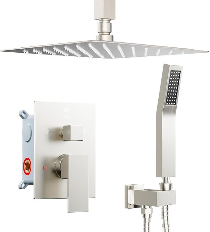 Shower Faucet Set Brushed Nickel Shower System, Starbath 10 Inch Rain Shower by STARBATH
