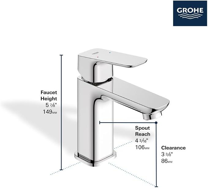 Grohe 1018990000 Cubeo Single Hole Single Handle S-Size Bathroom Faucet - Image 4