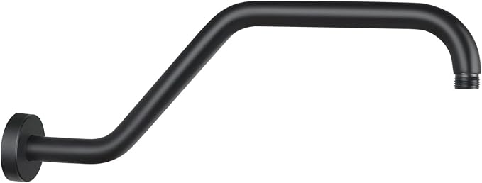 S Shape Shower Arm with Flange, High Rise Shower Head Extension Arm, Stainless by Kaphome