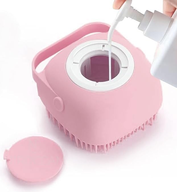 Dog Bath Brush with Shampoo Dispenser – Silicone Pet Grooming Scrubber - Image 3